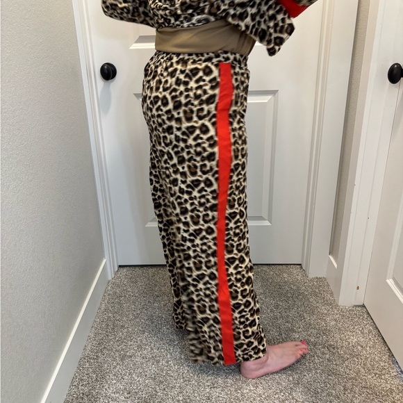 Leopard Print Pajama Set with Red Accents or can wear out to eat - Picture 6 of 13